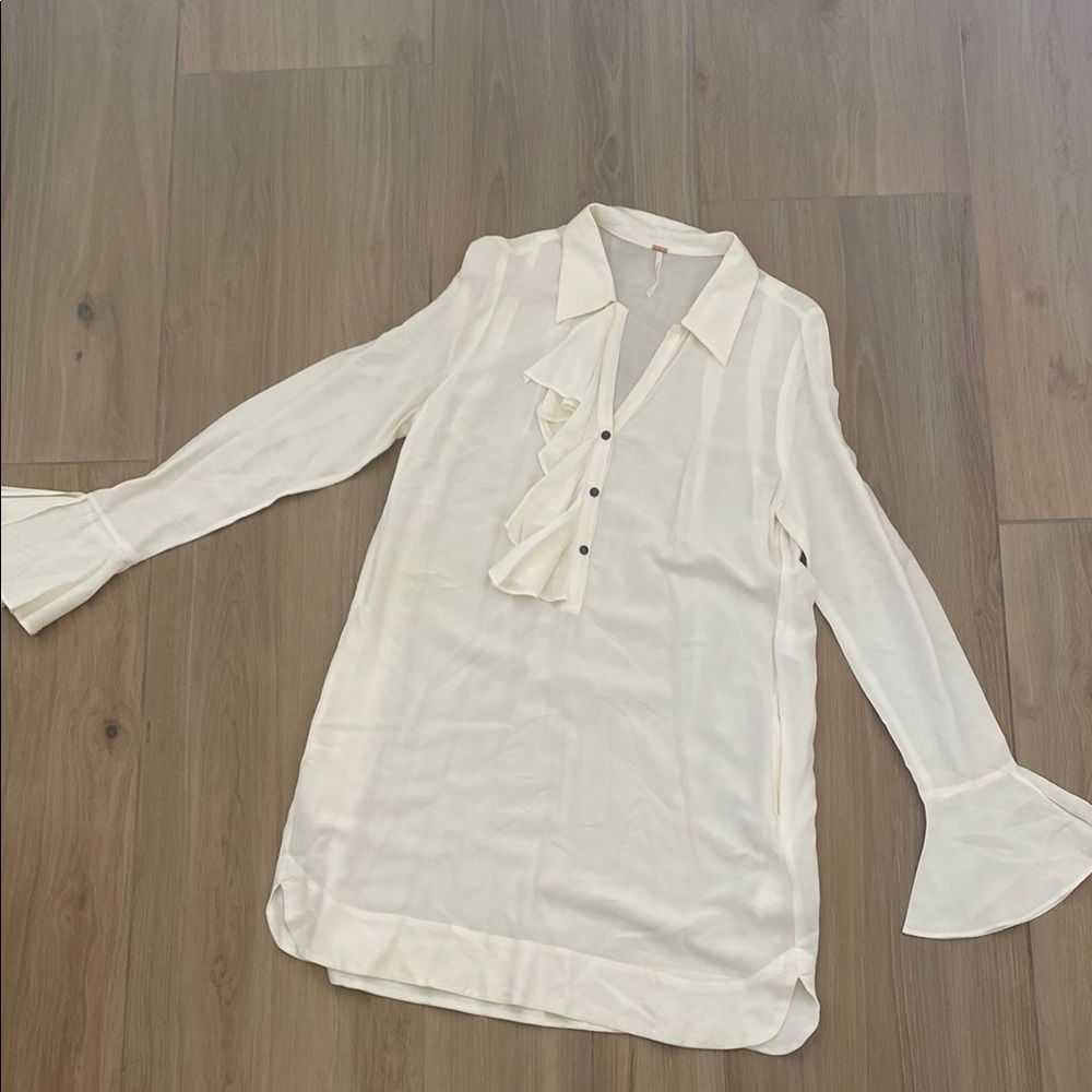 Elegant Free People White Ruffle Dress